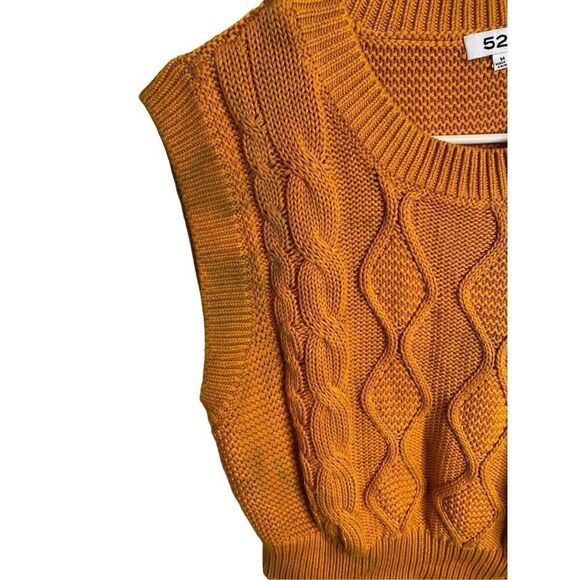 525 America Womens Cable Knit Sweater Vest M Tennis Clueless Chunky Medium Weave - Picture 3 of 6